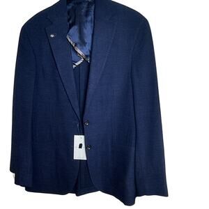 NWT Jak Victor Wool Blend Single Breasted Two Button Jacket Navy Size 38